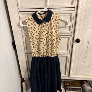 Maison Jules Cream and Gold Polka Dot Midi Dress